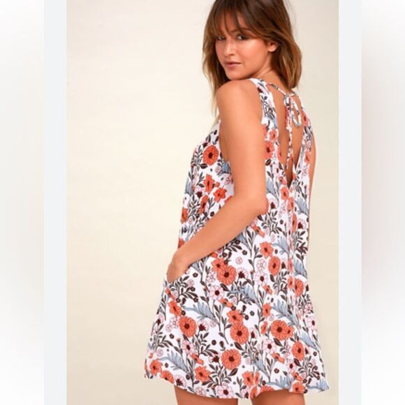 Lulu’s Bloomin' Beauty Ivory Floral Print Swing Dress Women’s Small - Picture 1 of 5